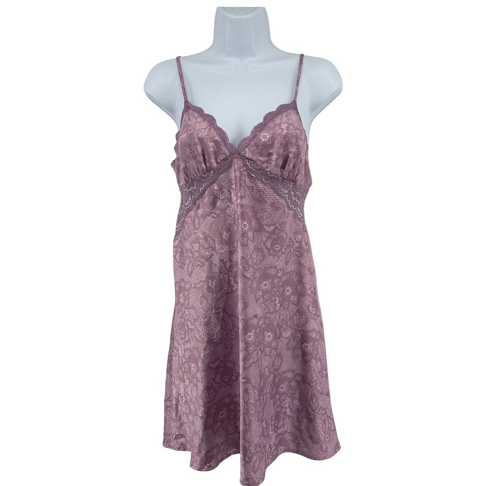 Jennifer Lopez Slip Dress Lingerie Womens S Purple Floral Romantic Lace Trim